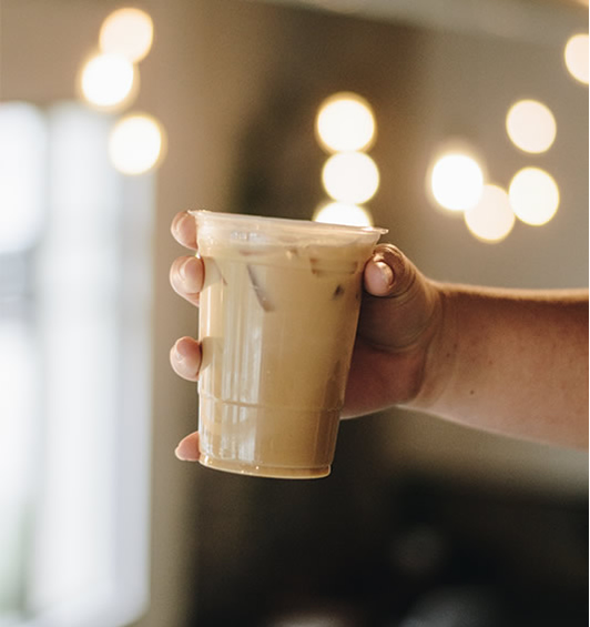 Latte with bokeh lights