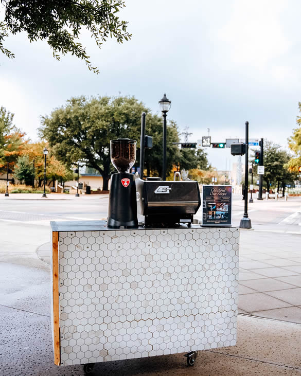 Mobile coffee cart setup
